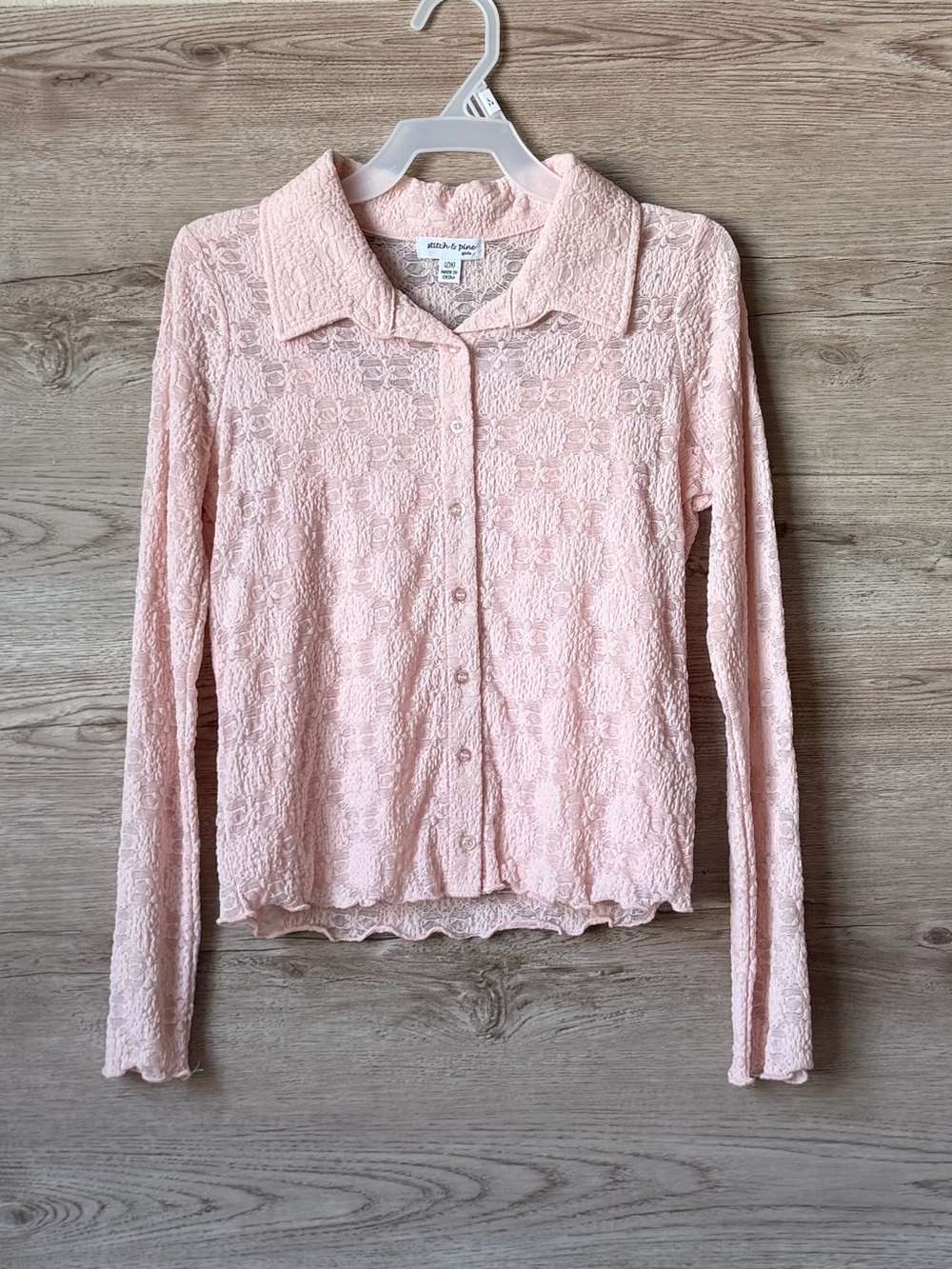 Stitch & Pine Girls Pink Lace Twinset 2pc Cardigan & Cami Set NWT Size L 14